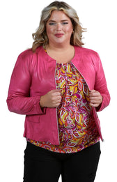 Magna Leather Look Jacket in Cerise Pink