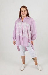 Rosie Sparkle Shirt in Pink with Lace 