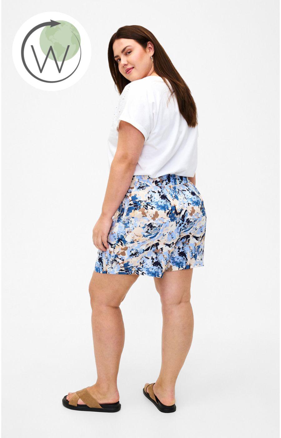 Zizzi Bella Graphic Shorts in Blue