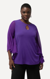 Ulla Popken Purple Keyhole Top