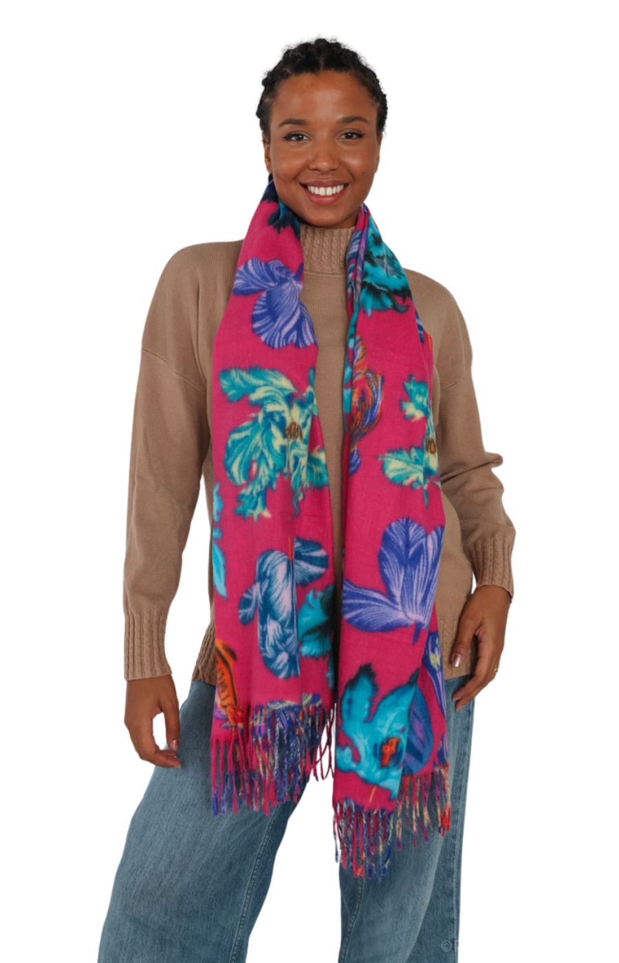 Carly Pink Floral Scarf