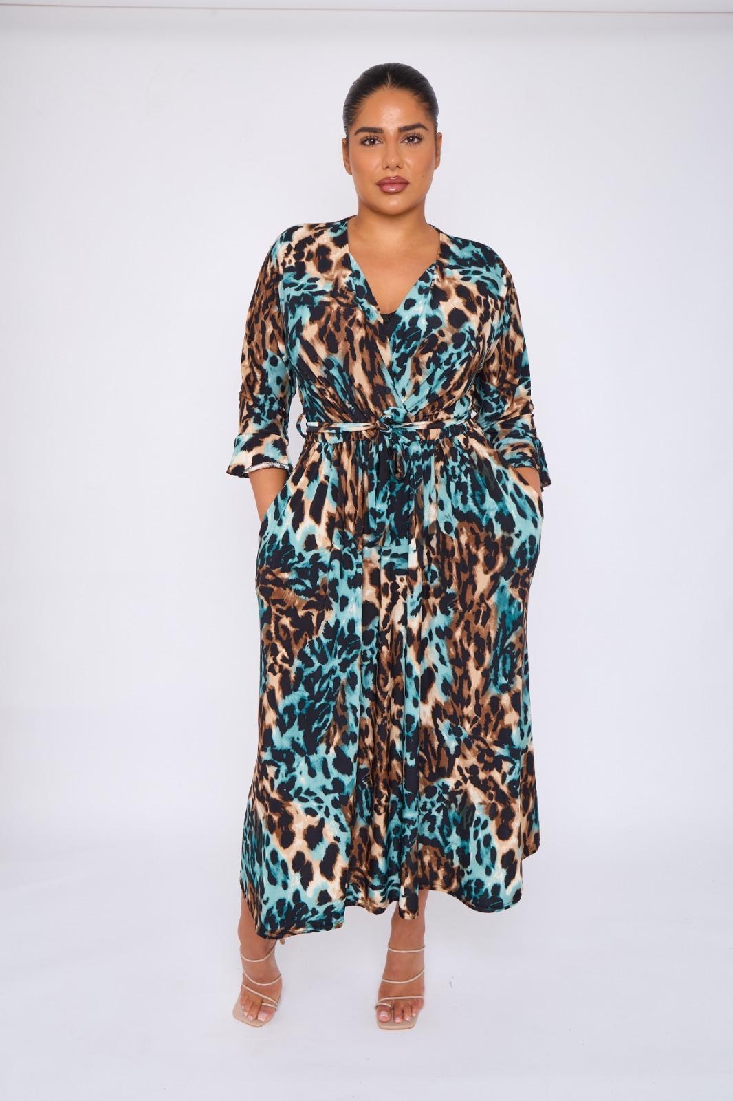 Dani Faux Wrap Dress in Leo