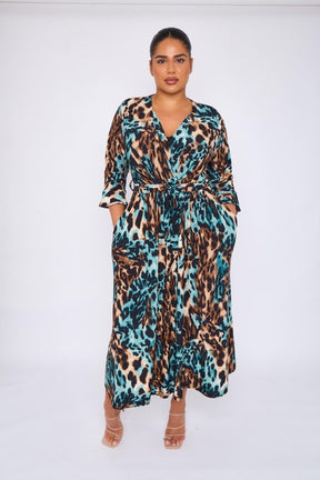 Dani Faux Wrap Dress in Leo