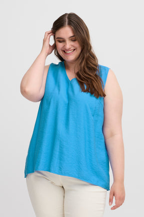 Simple Wish Hot Sleeveless Blouse in Blue