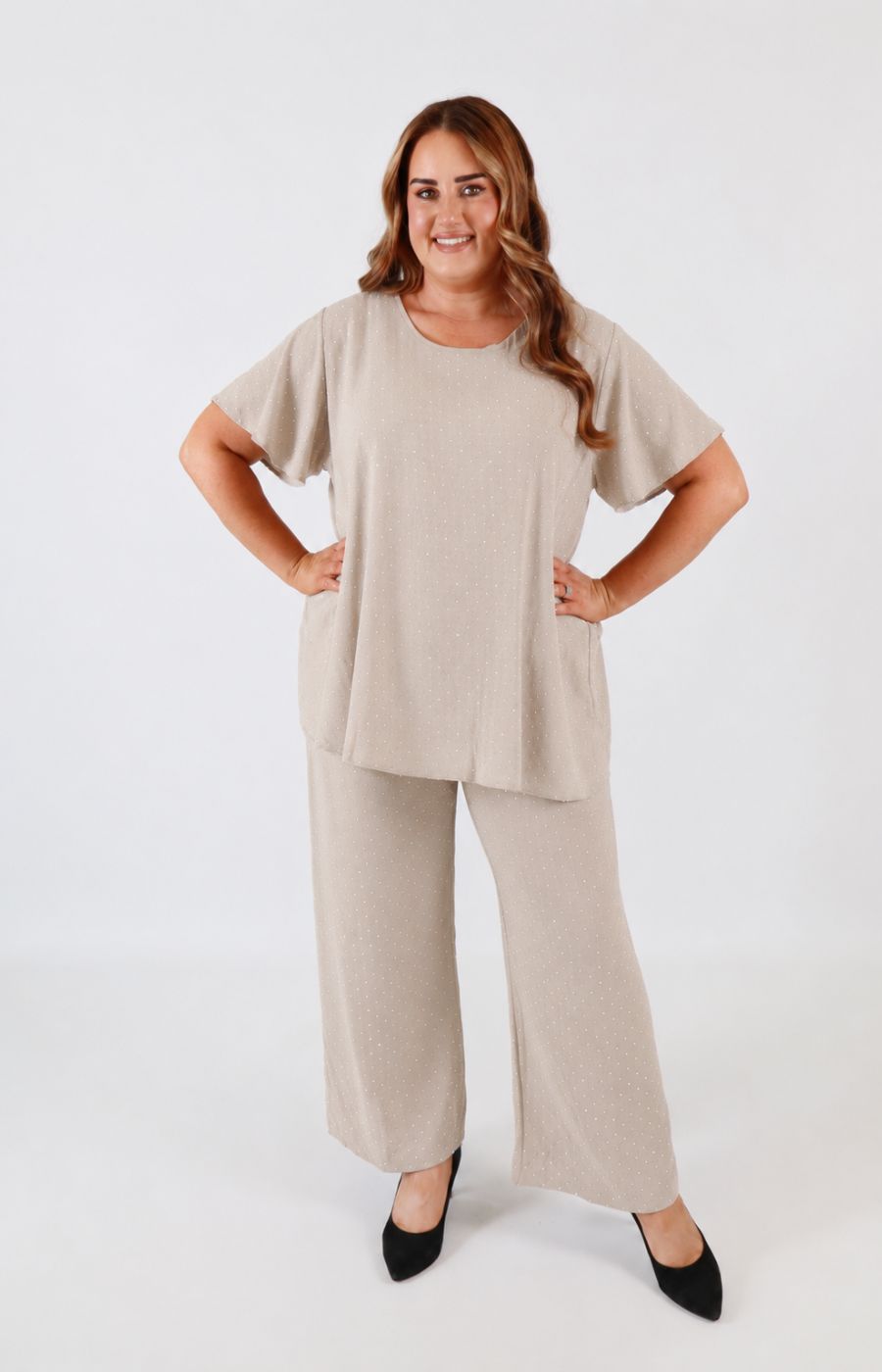 Ali Rhinestone Co-ord in Tan