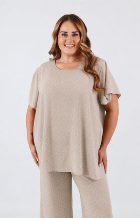 Ali Rhinestone Co-ord in Tan