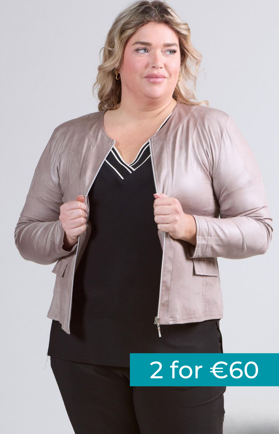 Magna Leather Look Jacket in Taupe