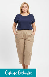 Lucie Crop Trousers in Beige