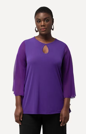 Ulla Popken Purple Keyhole Top