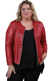 Magna Leather Look Jacket in Red