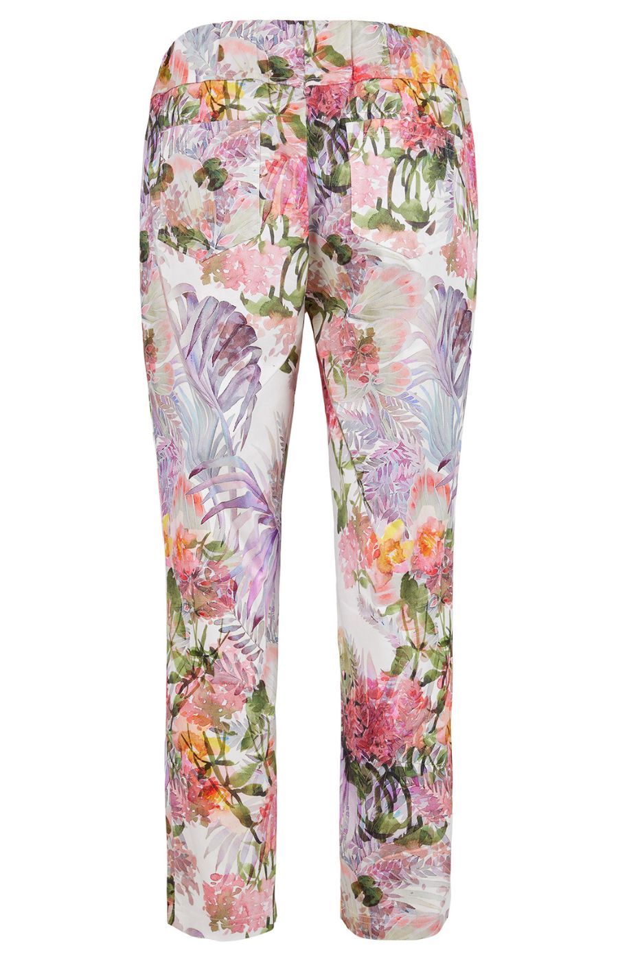Robell 7/8ths Trousers in White Flower Print