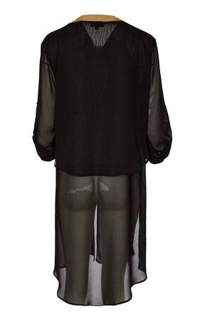 Ora Longline Top with Chiffon in Brown