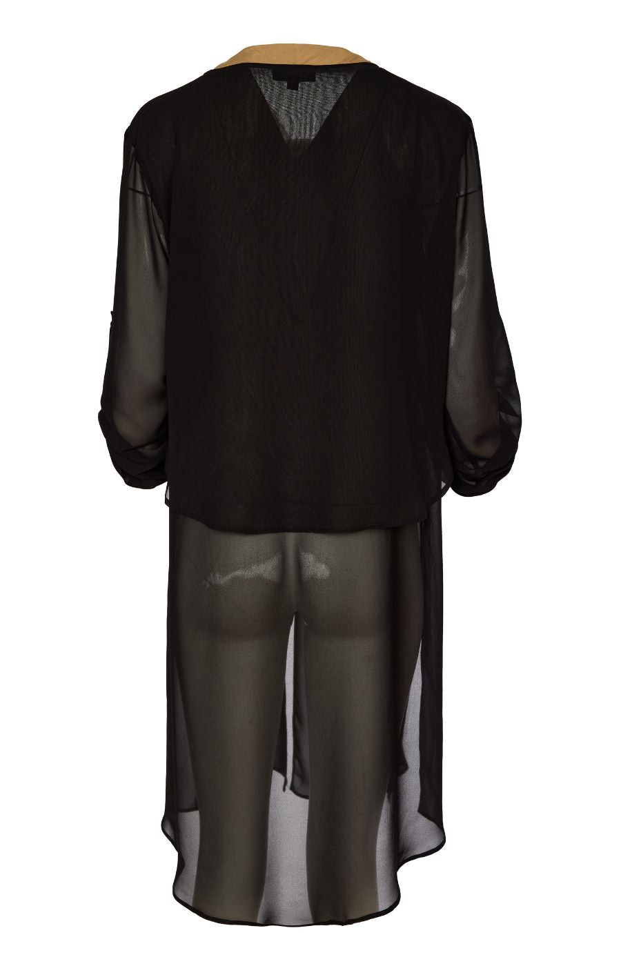 Ora Longline Top with Chiffon in Brown