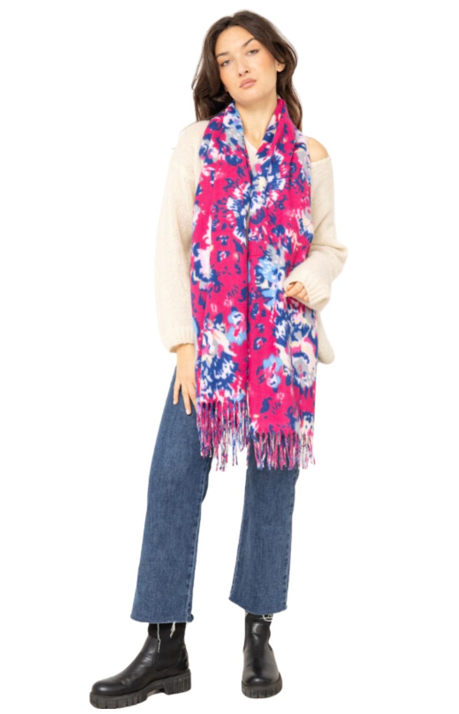 Caitriona Pink Floral Scarf