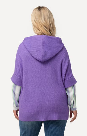 Ulla Popken Knit Short Sleeve Sweater Purple