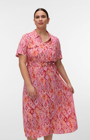 Vero Moda Curve Joy Dress in Coral