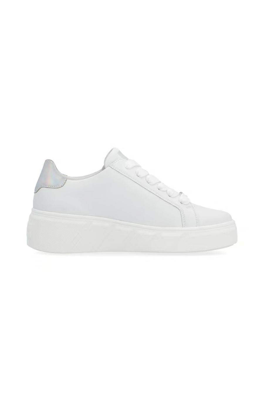 Rieker Trainer in White With Silver