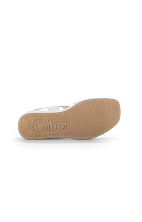 Gabor Buckle Wedge Sandal in White
