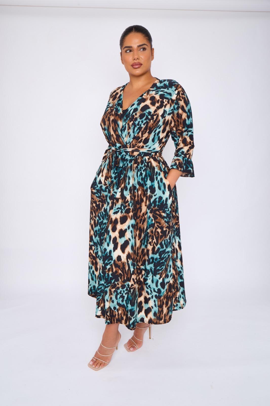 Dani Faux Wrap Dress in Leo