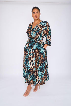Dani Faux Wrap Dress in Leo