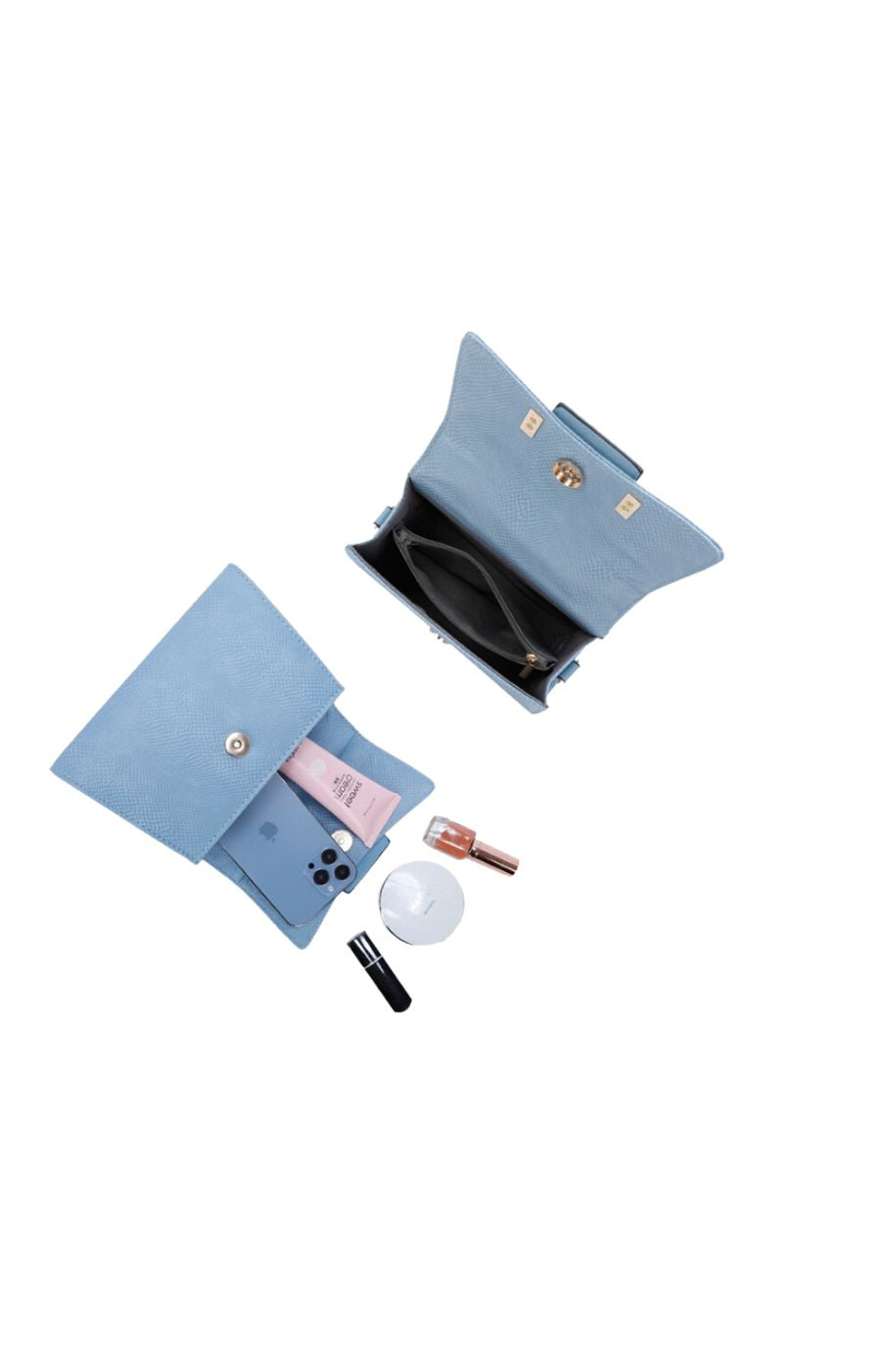 Camilla Blue & Gold Clasp Handbag