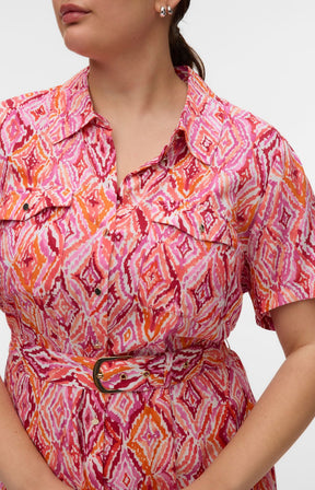 Vero Moda Curve Joy Dress in Coral