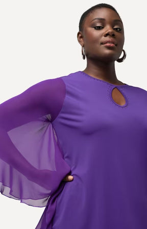 Ulla Popken Purple Keyhole Top