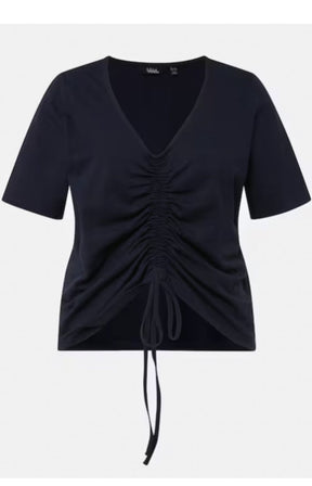 Ulla Popken Ruched Tee in Navy