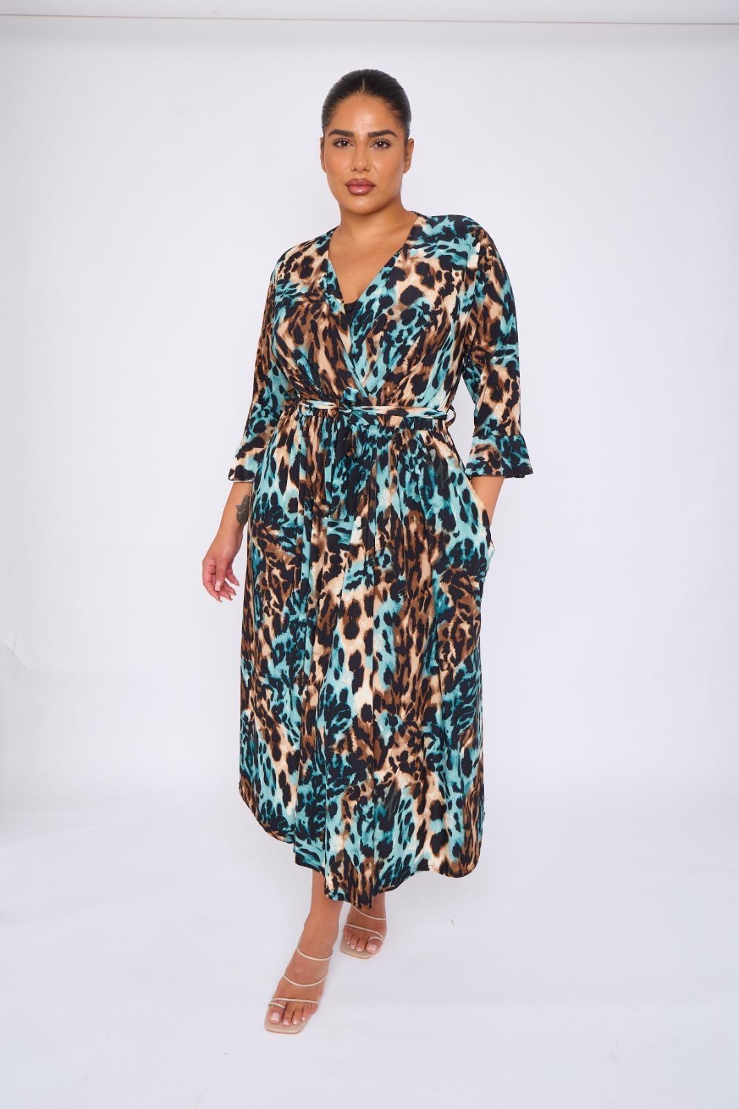 Dani Faux Wrap Dress in Leo
