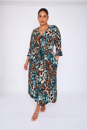 Dani Faux Wrap Dress in Leo