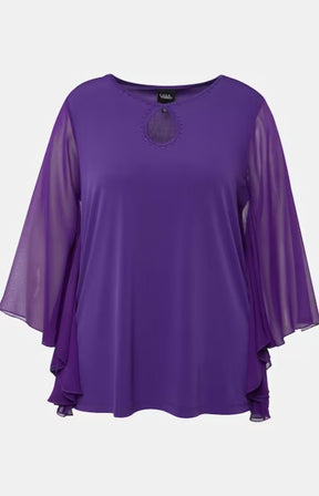 Ulla Popken Purple Keyhole Top