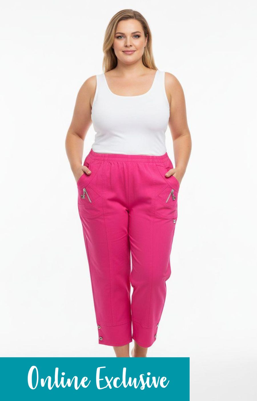 Lucie Crop Trousers in Fuchsia