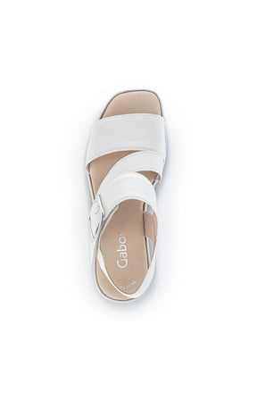 Gabor Buckle Wedge Sandal in White