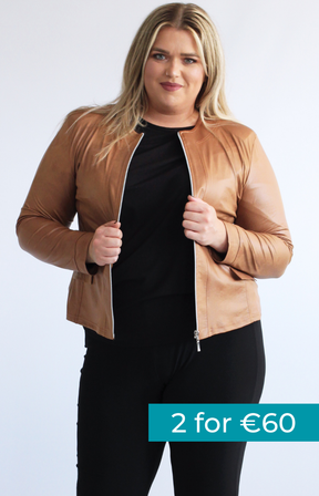 Magna Leather Look Jacket in Camel
