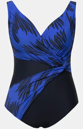 Ulla Popken Blue Scribble Swimsuit