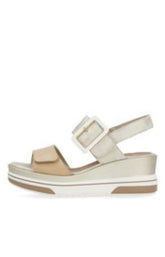 Remonte Wedge Buckle Sandal in Gold