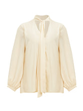 Mat Tie Neck Blouse in Cream