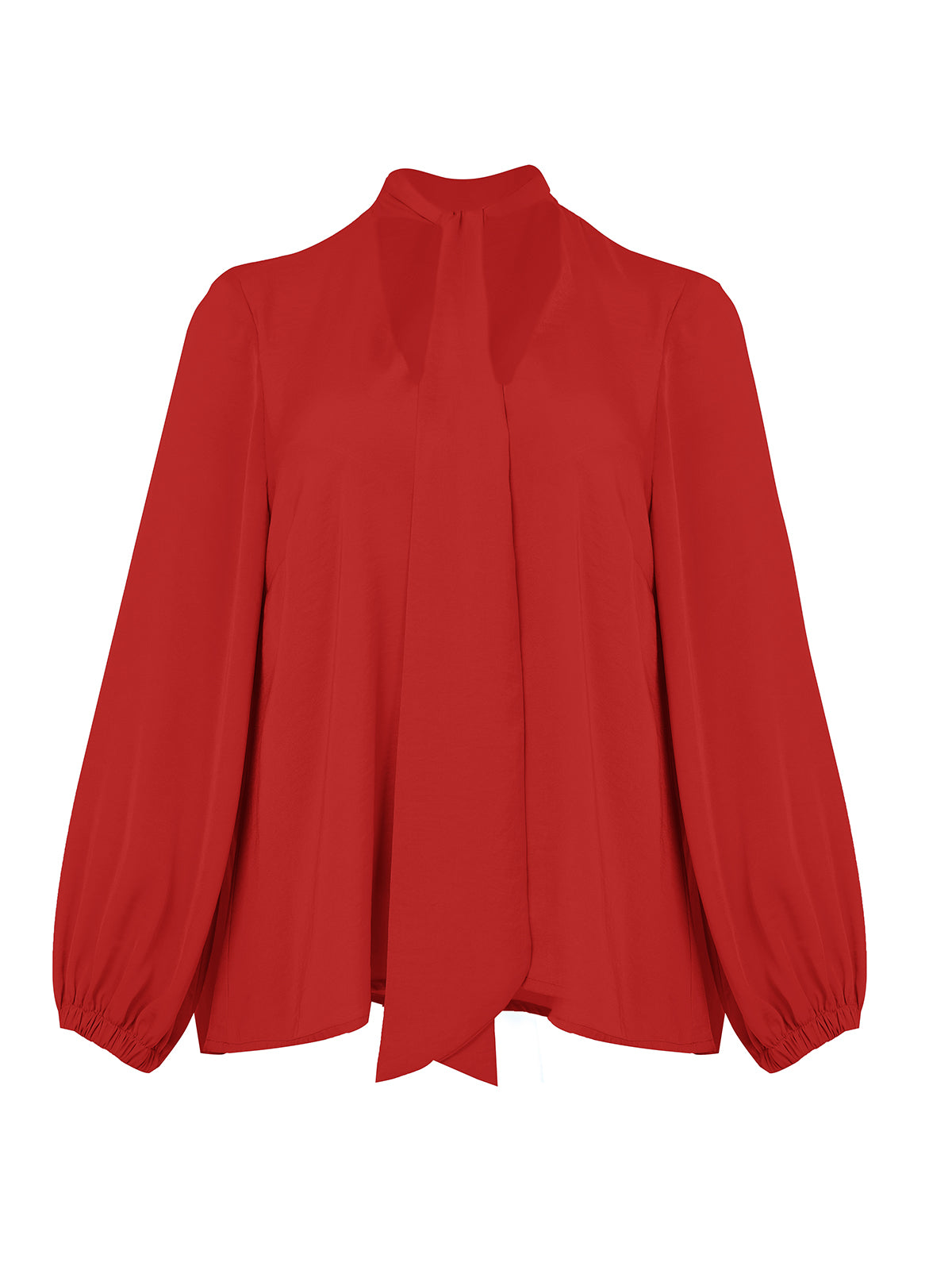 Mat Tie Neck Blouse in Red