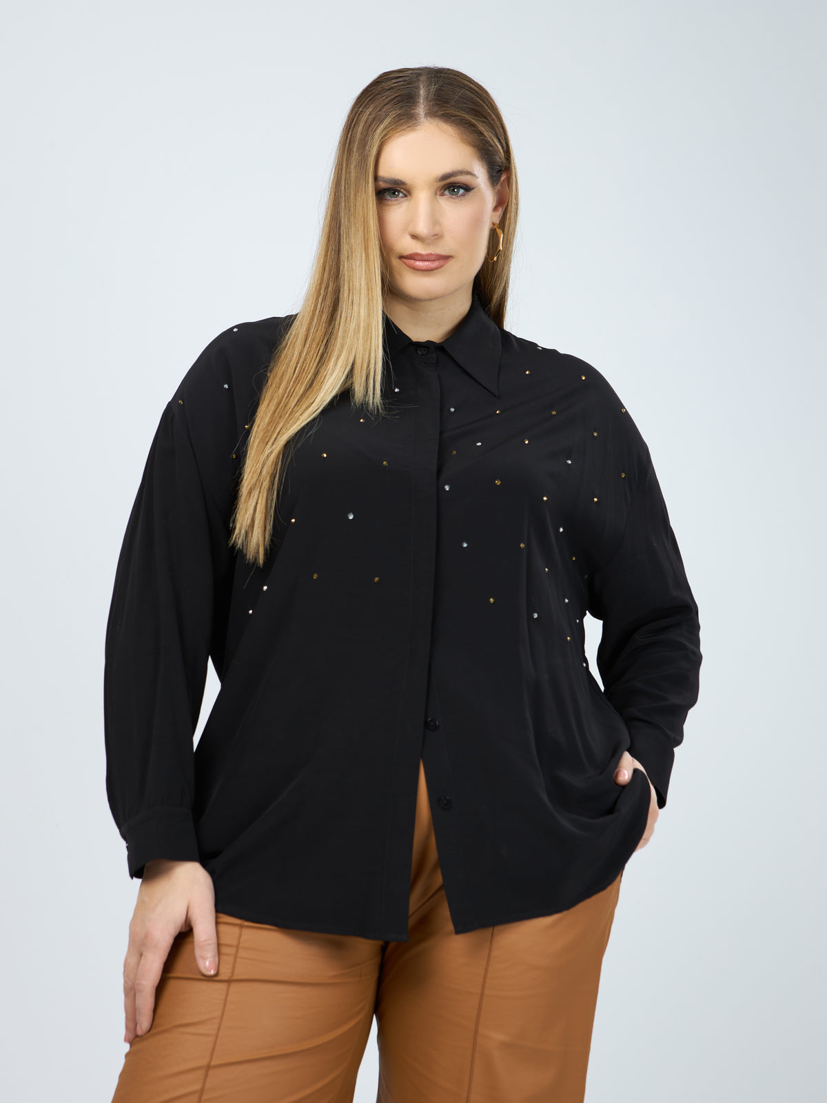 Mat Sequined Shirt in Black