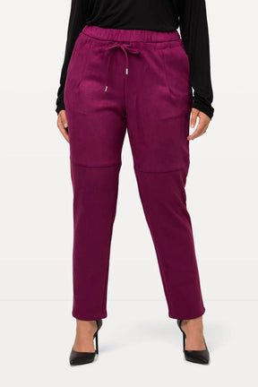 Ulla Popken Faux Suede Trousers in Purple