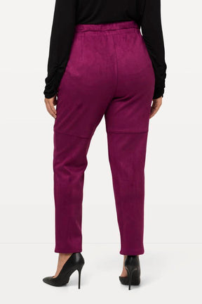 Ulla Popken Faux Suede Trousers in Purple