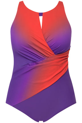 Ulla Popken Swimsuit in Purple & Orange