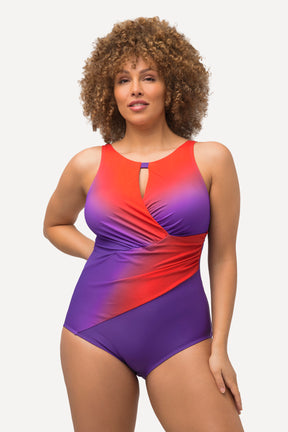 Ulla Popken Swimsuit in Purple & Orange