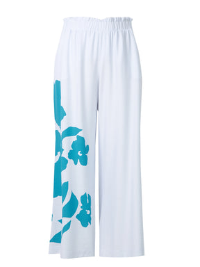 Mat White & Turquoise Floral Pants