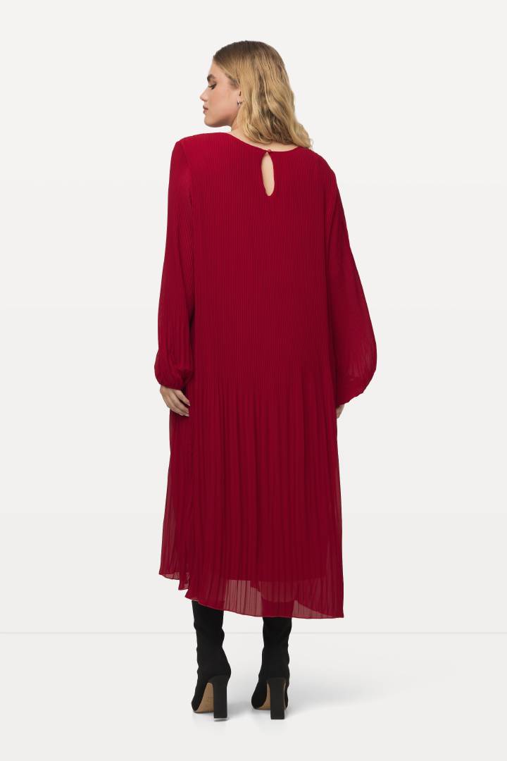 Ulla Popken Pleated Dress in Red