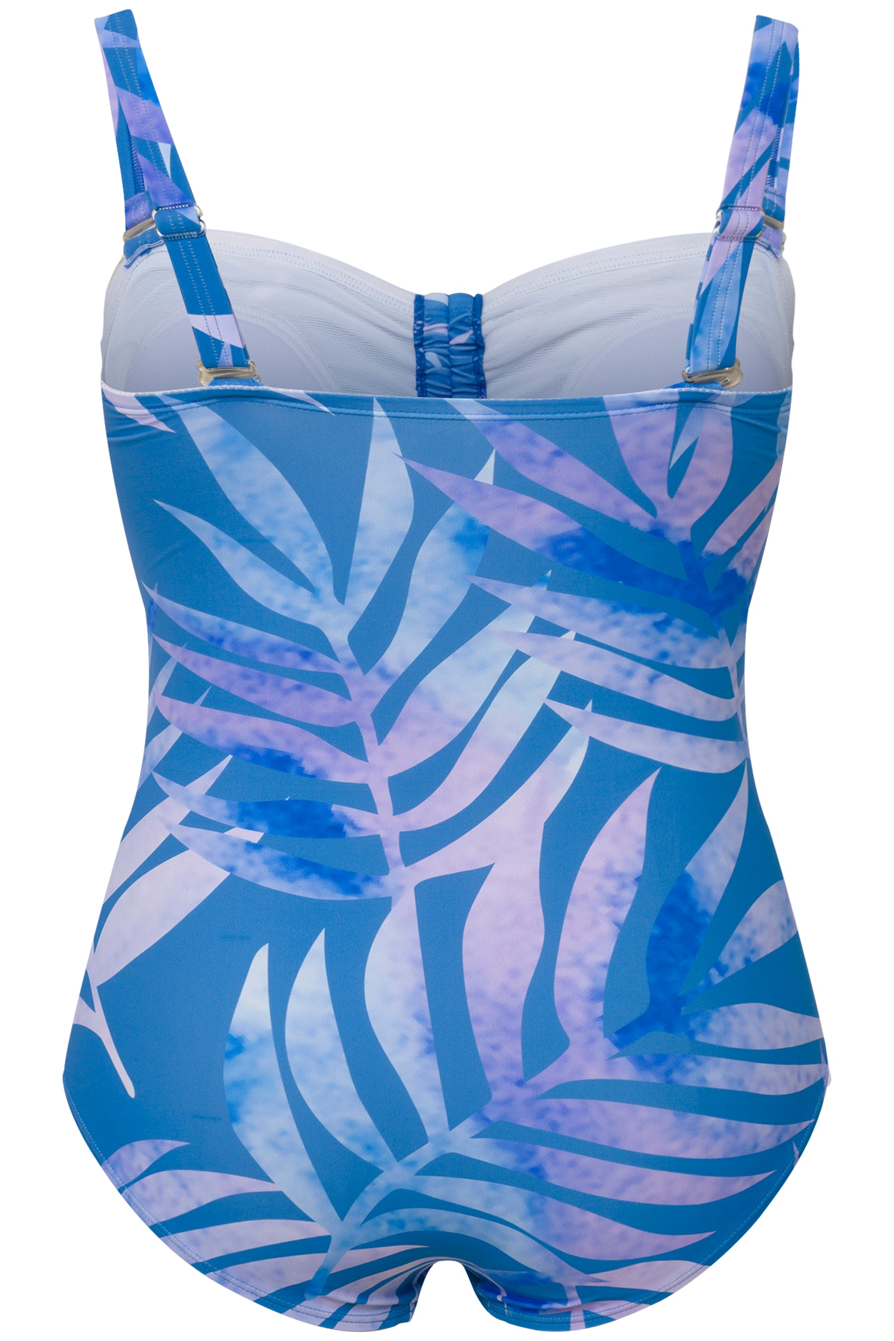 Ulla Popken Palm Print Swimsuit Blue