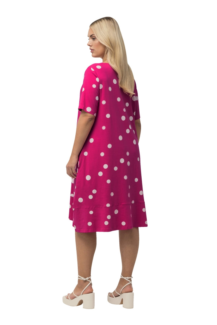 Ulla Popken Polka Dot Dress in Pink