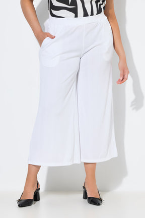 Ulla Popken Textured Culottes in White