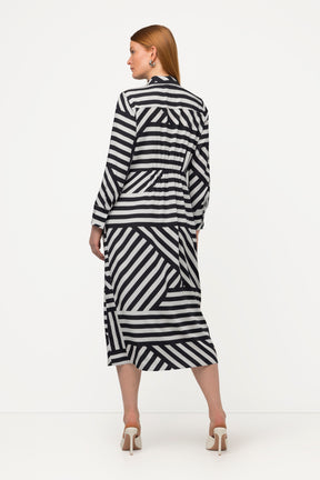 Ulla Popken Striped Dress in Grey