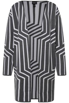 Ulla Popken Striped Cardigan in Grey